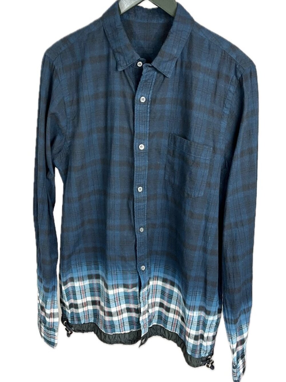 Sacai Unisex Overdyed Gradient Check Flannel Shirt NWT